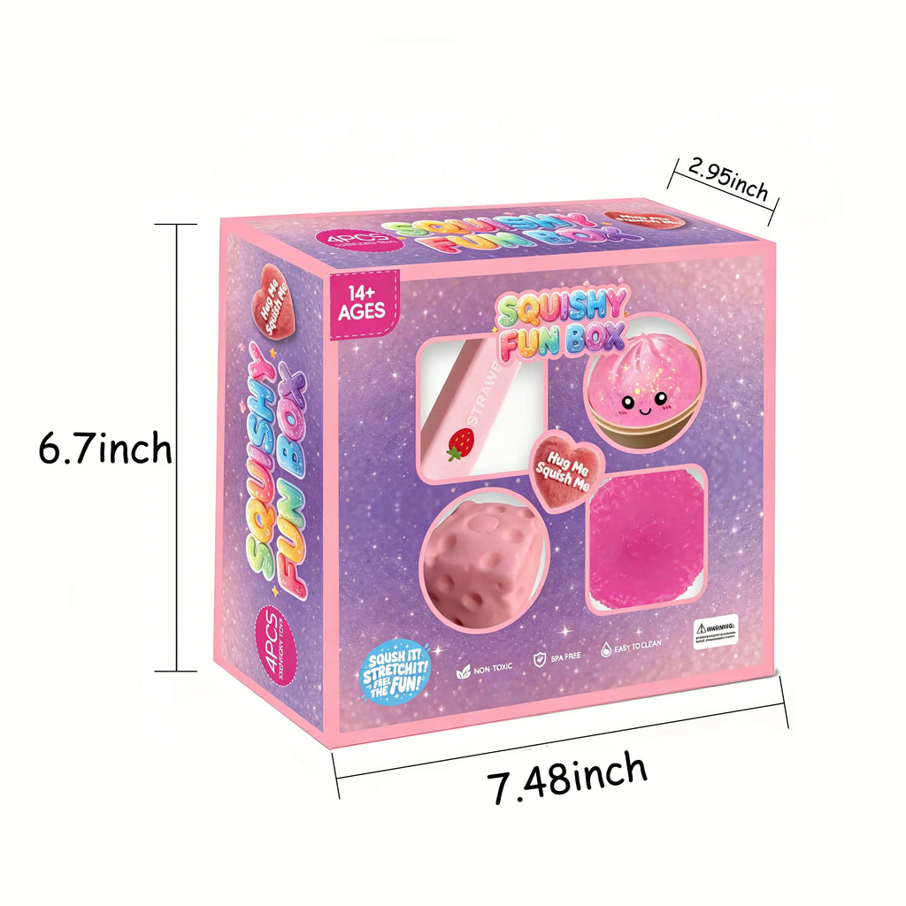 4-Pack Soft Squishy Toys, Mixed Slow & Fast Rebound Silicone Toys