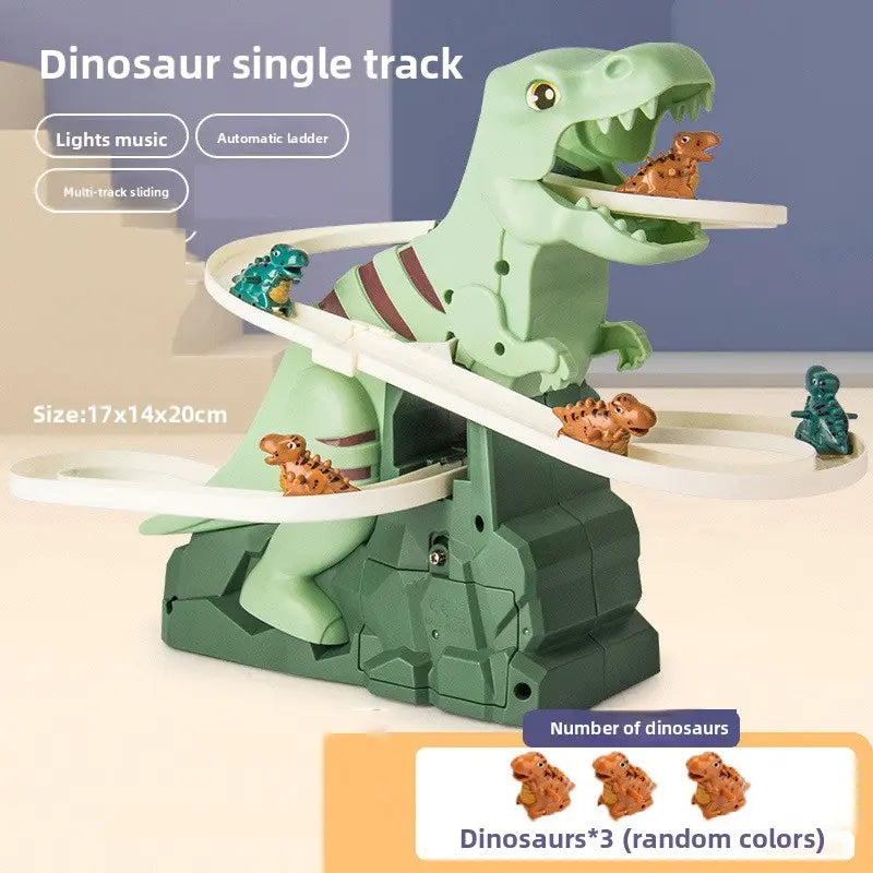 Automatic Stair-Climbing Single-Track Electric Dinosaur Assembly Track Slide Adventure Toy for Children