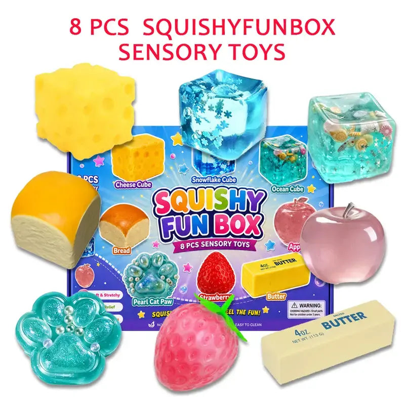 8-Piece Mystery Squishy Blind Box - Malt Sugar Stress Relief Fidget Toys