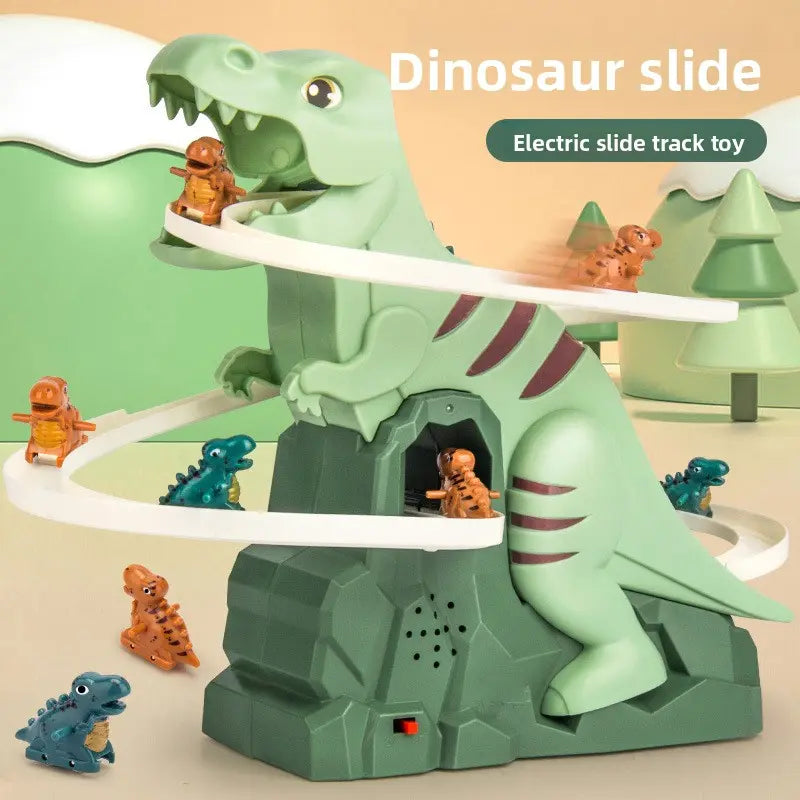 Automatic Stair-Climbing Single-Track Electric Dinosaur Assembly Track Slide Adventure Toy for Children