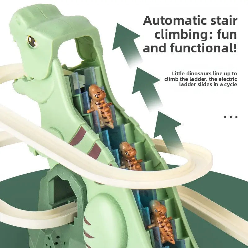 Automatic Stair-Climbing Single-Track Electric Dinosaur Assembly Track Slide Adventure Toy for Children
