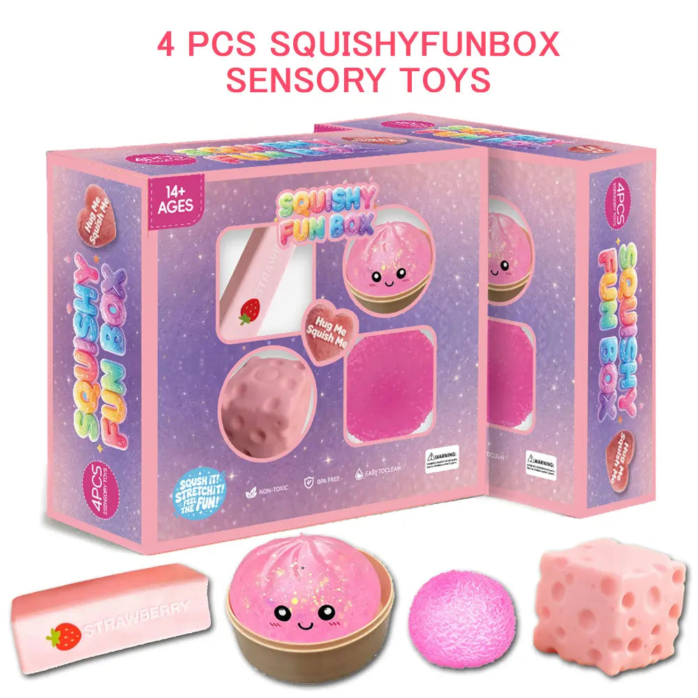 4-Pack Soft Squishy Toys, Mixed Slow & Fast Rebound Silicone Toys