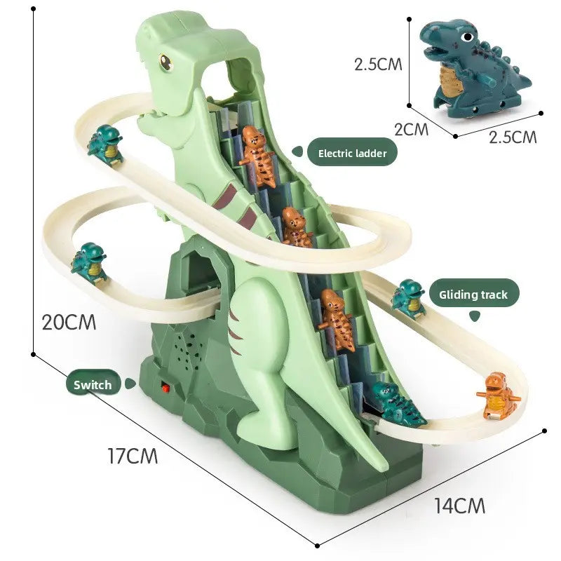 Automatic Stair-Climbing Single-Track Electric Dinosaur Assembly Track Slide Adventure Toy for Children